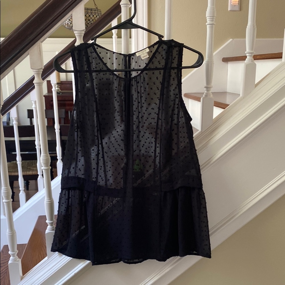 J. Crew Black Sheer Polka Dot Top